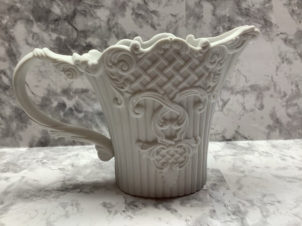 Vintage LBK Pitcher Vase - Ceramic Milky White, Matte Finish - European Style